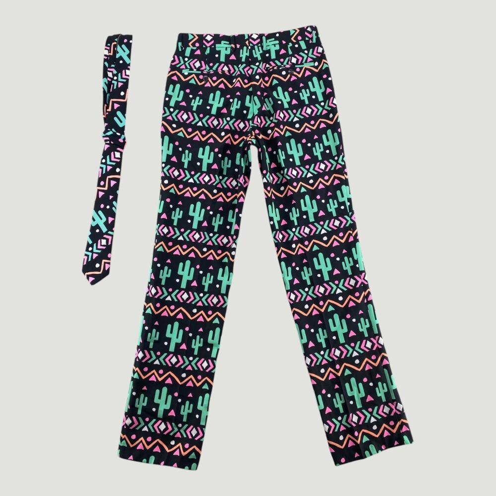Shinesty Cactus Print Pants 31x32 Men's Retro Southwest Pattern Pants w/ Tie - Picture 3 of 6